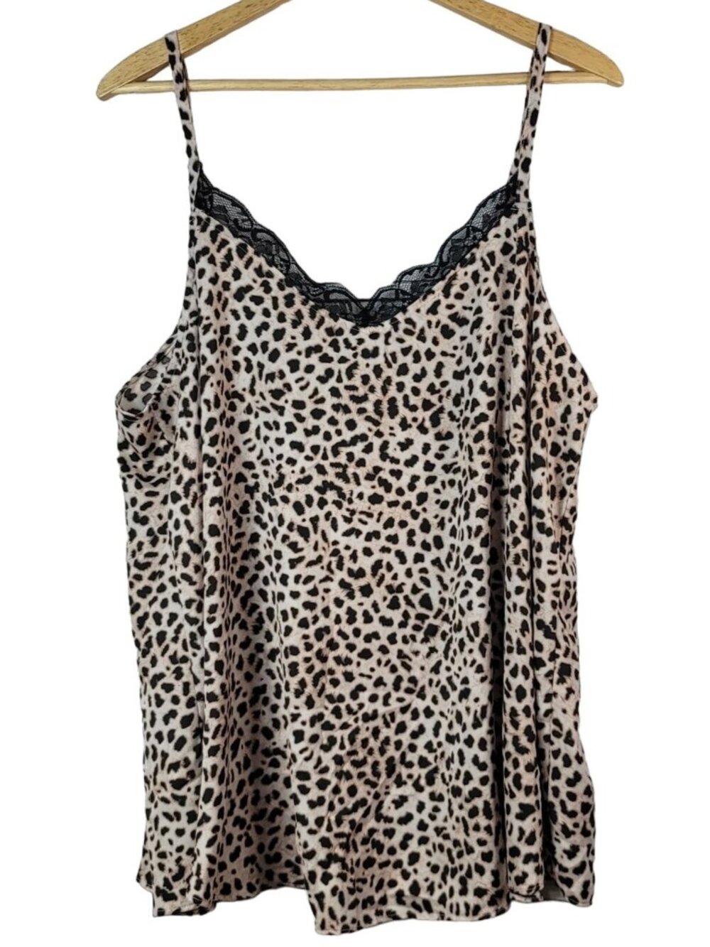Torrid Women Animal Print Cami Tank Top Pink Black 2X Sophie Lace Swing Leopard